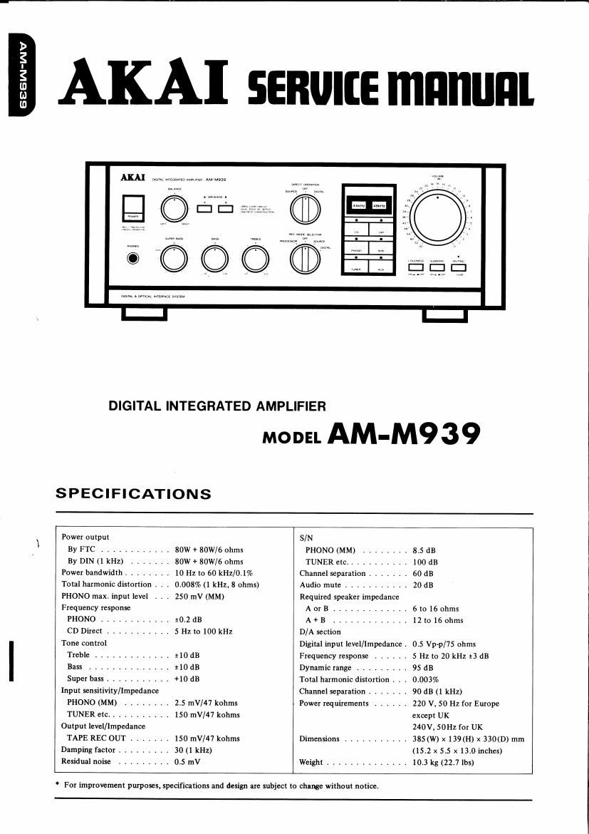 Akai AM M939 Service Manual