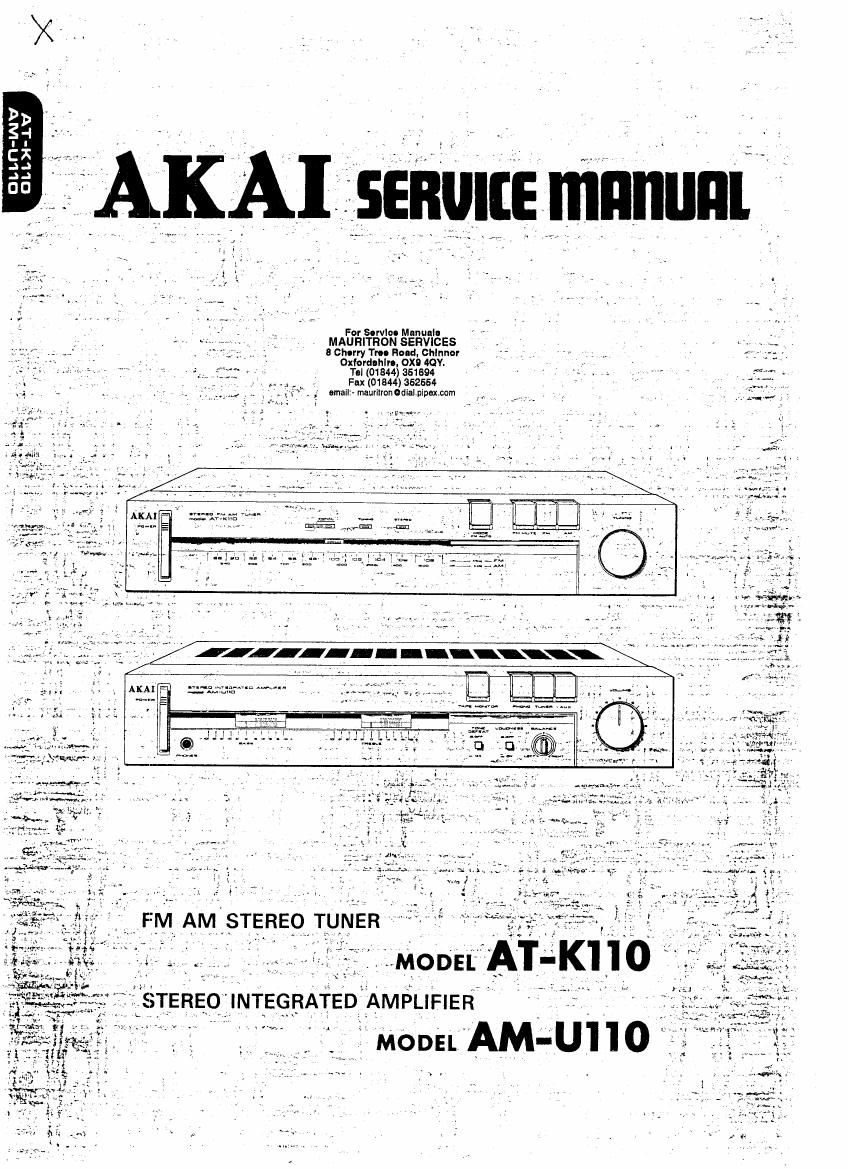 AKAI AT-K110 AM-U110 Sintonizador Amplificador Manual De Reparación De Servicio Original 
