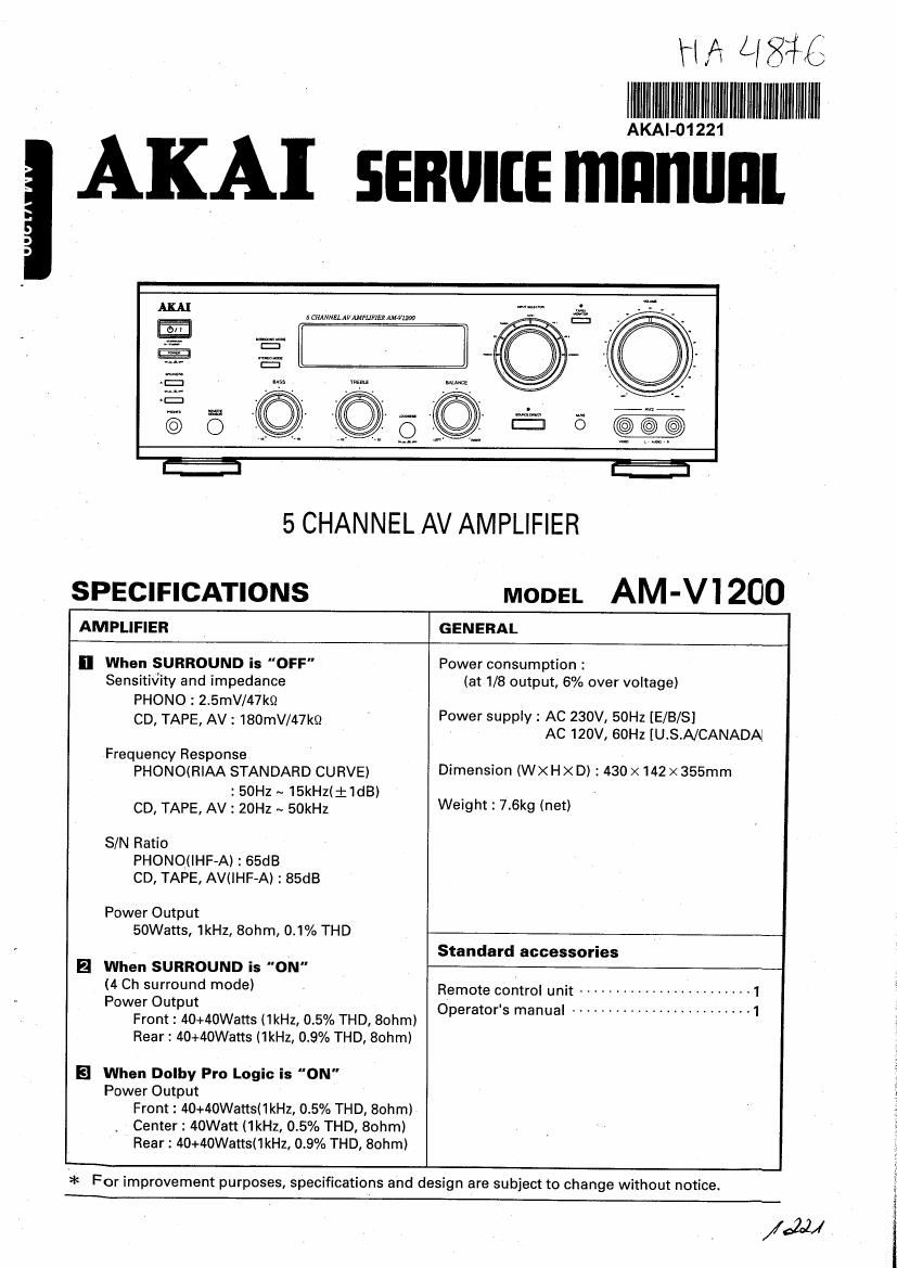 Akai AM V1200 Service Manual