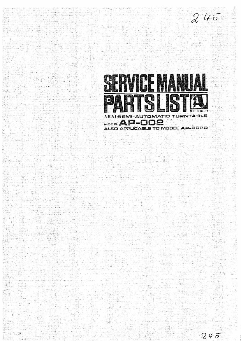 Akai AP 002 Service Manual