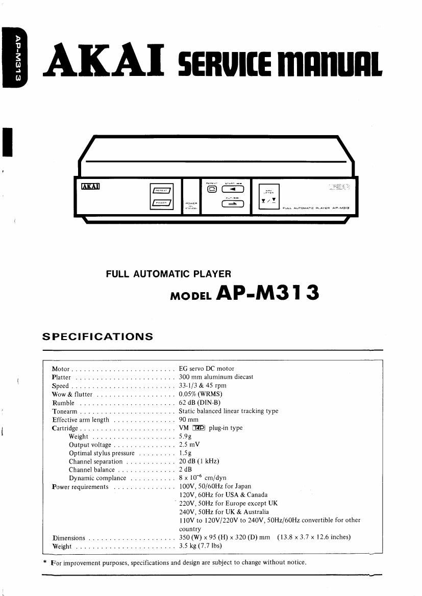 Akai AP M313 Service Manual