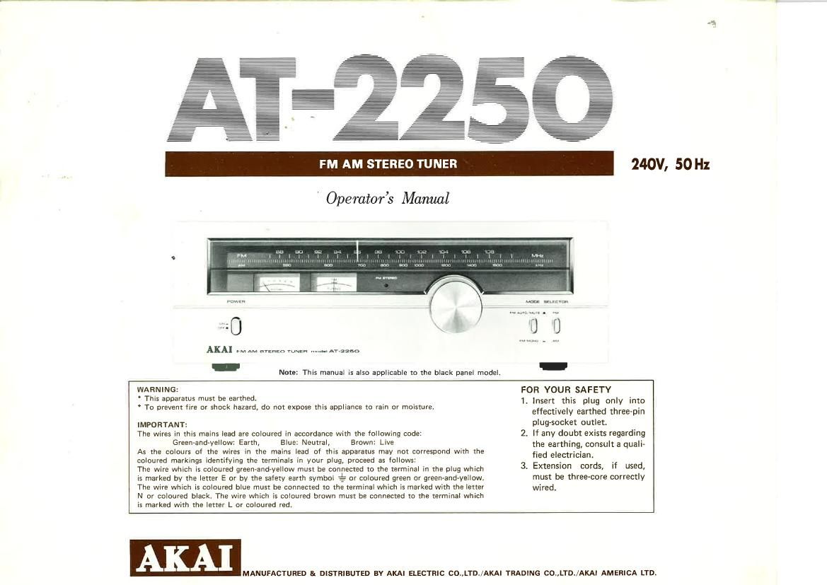 Akai AT 2250 Owners Manual