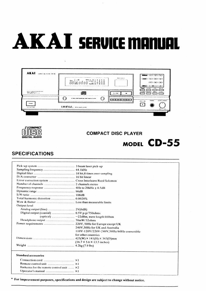 Akai CD 55 Service Manual