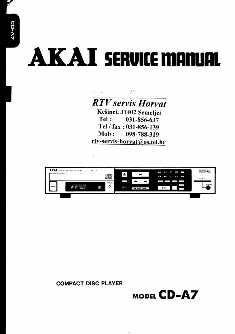 Akai CDA 7 Service Manual