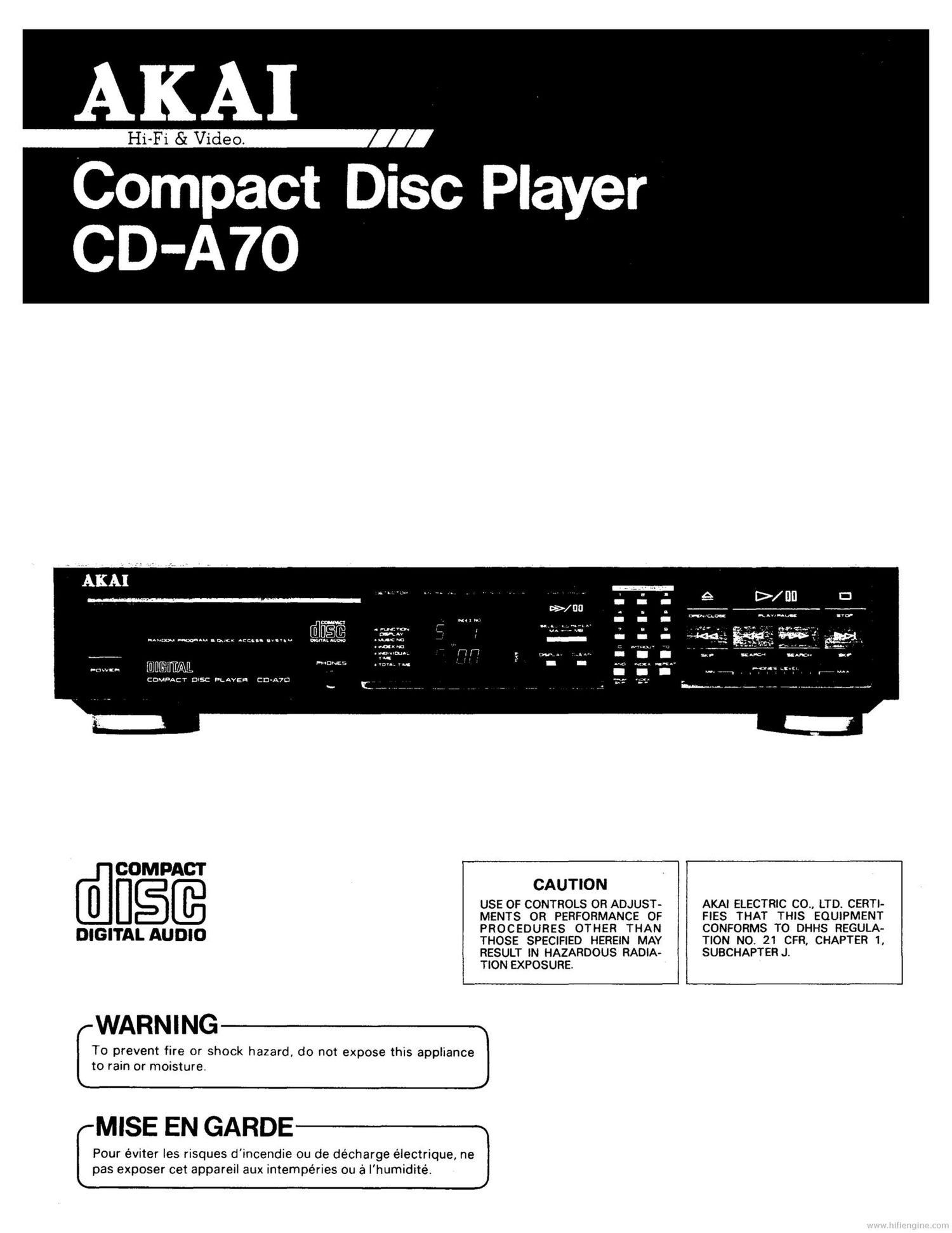 Akai CDA 70 Service Manual