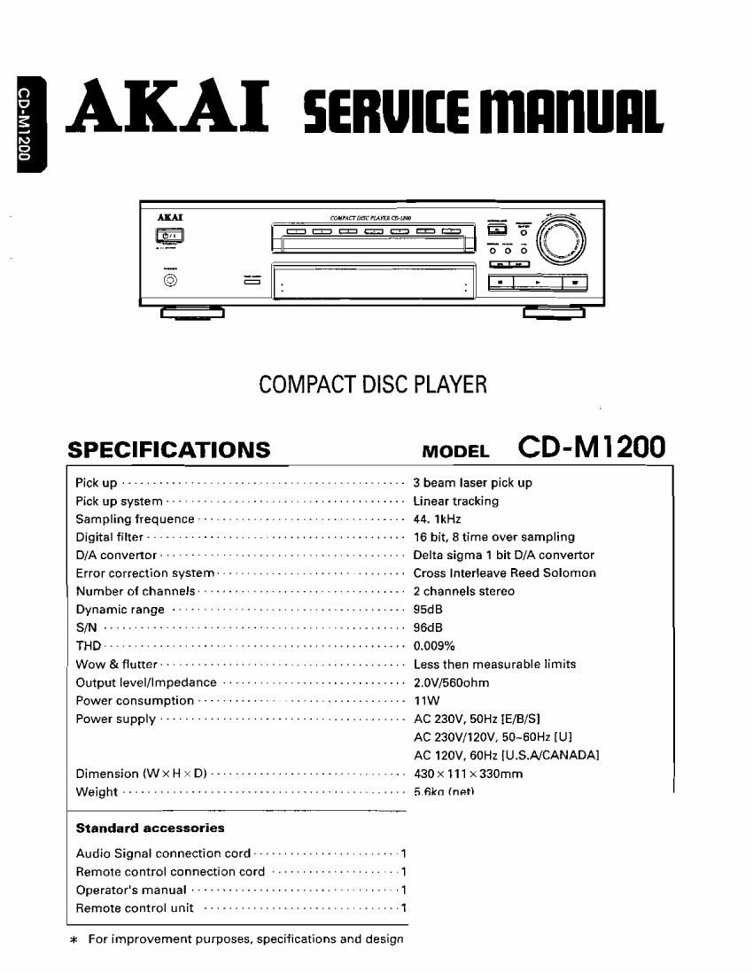 Akai CDM 1200 Service Manual