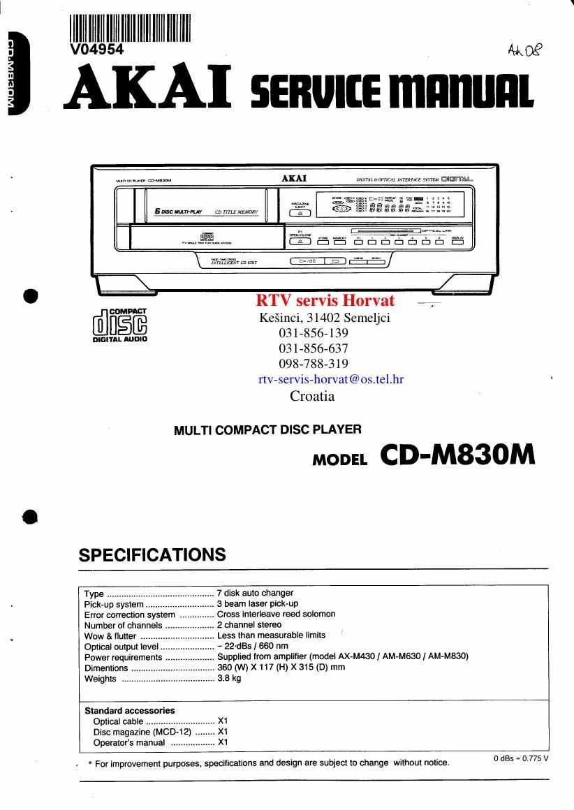 Akai CDM 830 M Service Manual