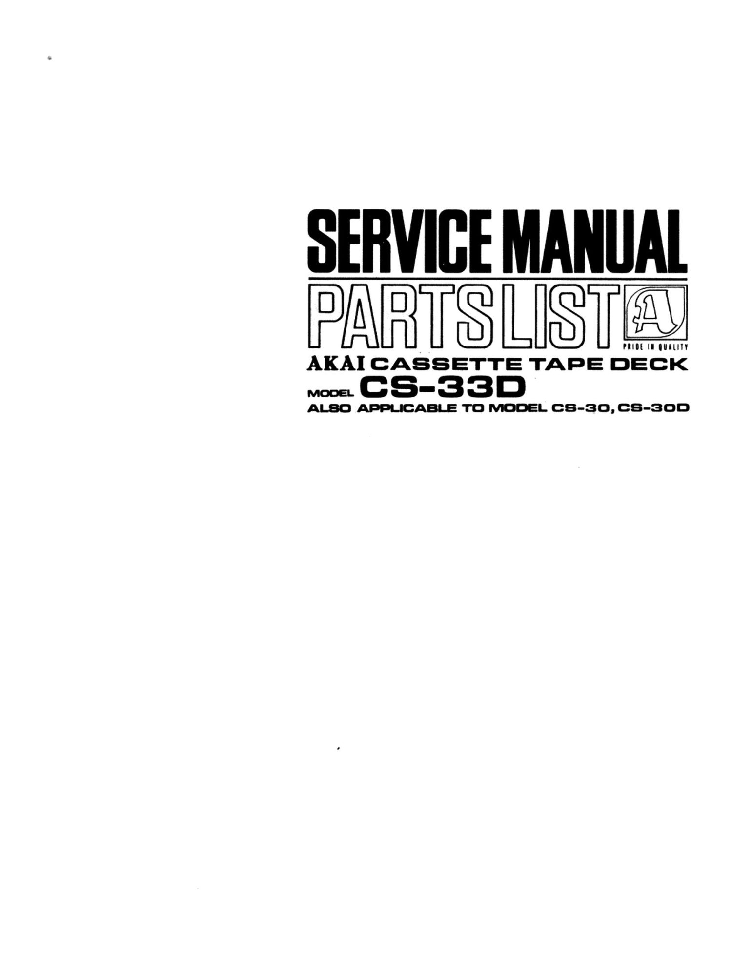 Akai CS 30 D Service Manual