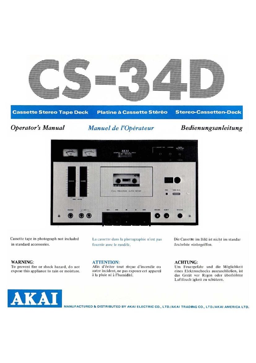 Akai CS 34D Owners Manual