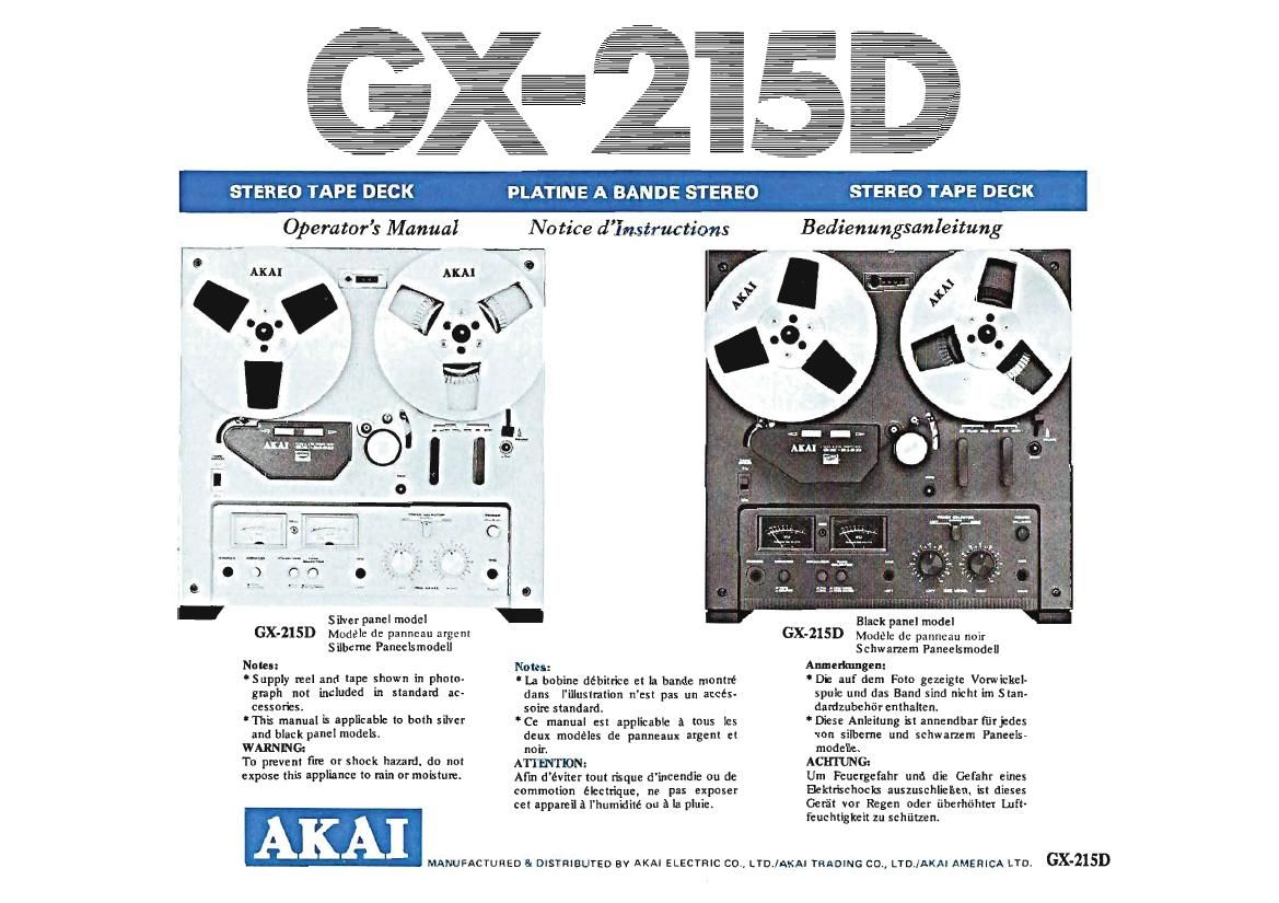 Akai GX 215D Owners Manual