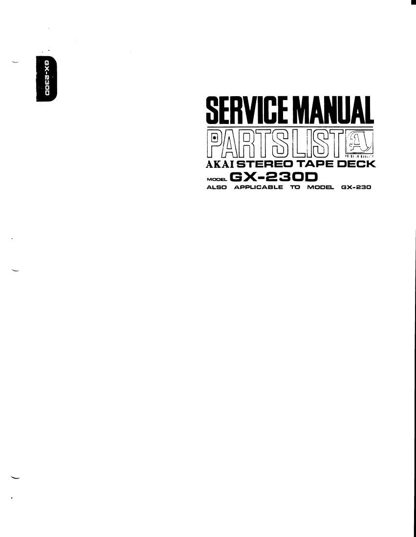 Akai GX 230 D Service Manual