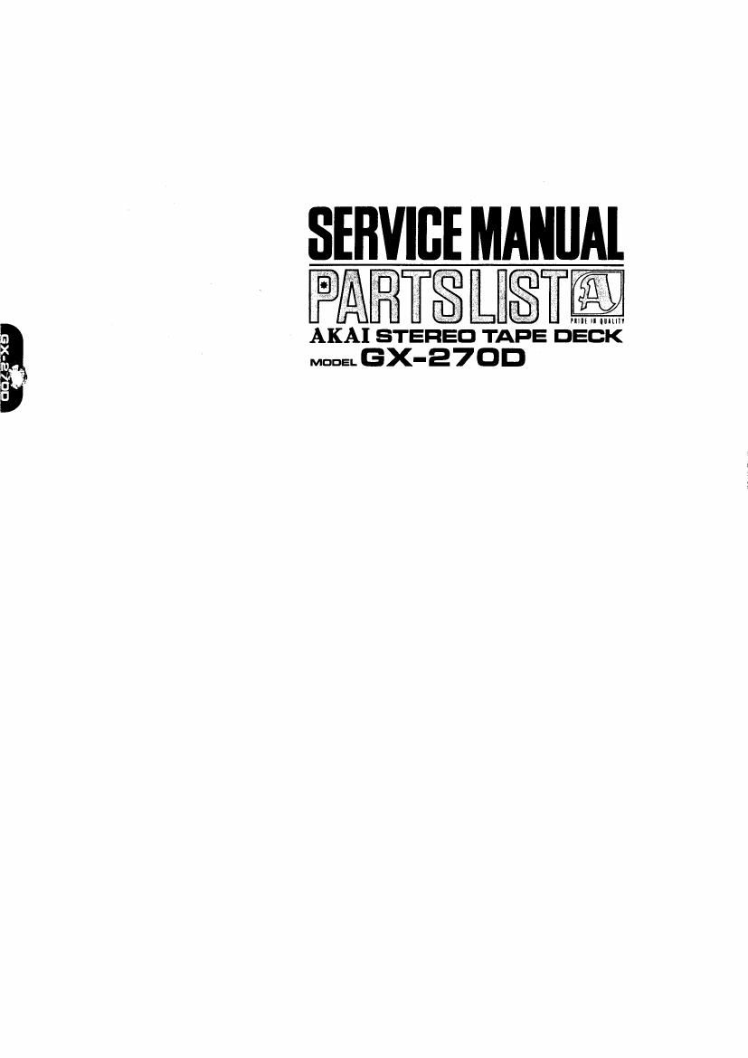 Akai GX 270 D Service Manual