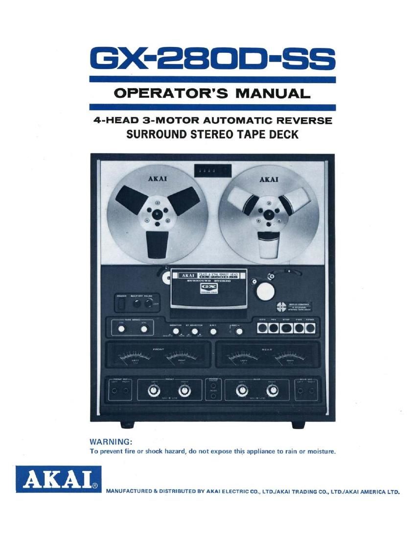 Akai GX 280 DSS Owners Manual