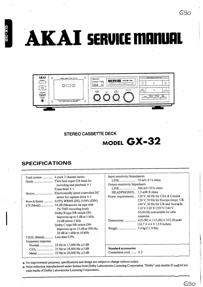 Akai GX 32 Service Manual