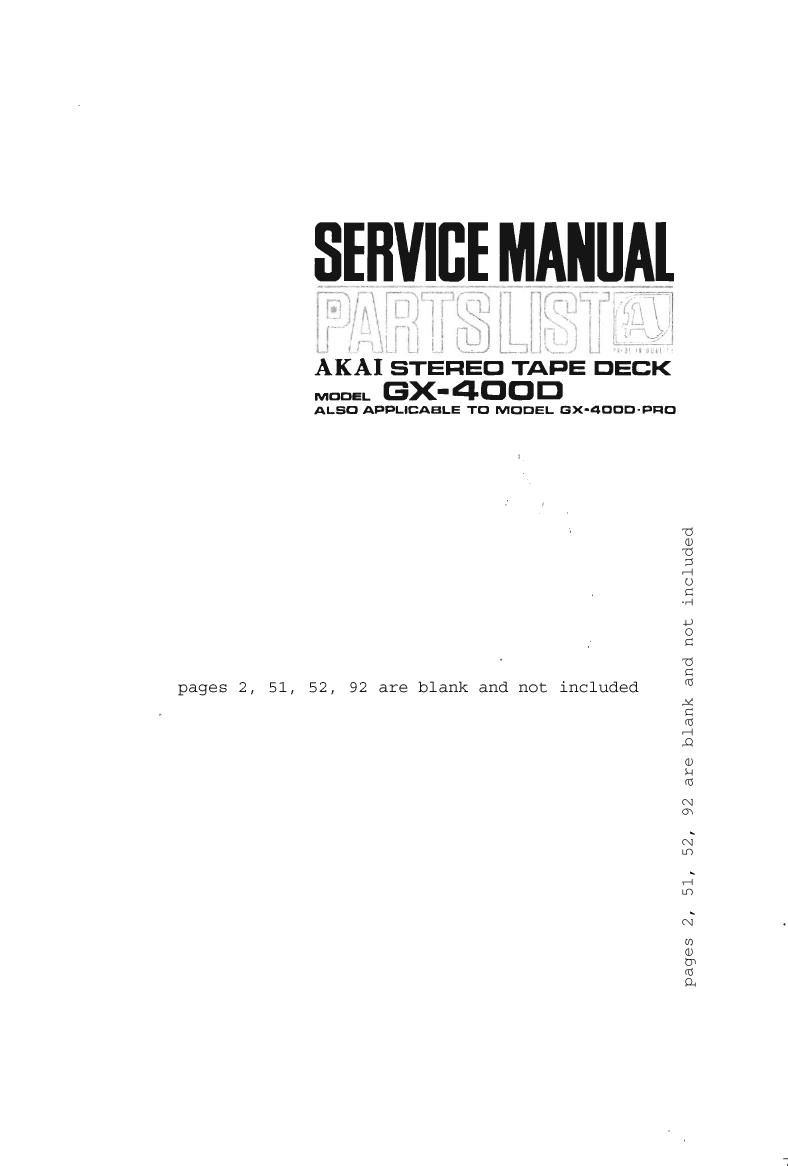 Akai GX 400 D Pro Service Manual