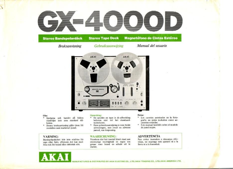 Akai GX 4000 D Owners Manual 1