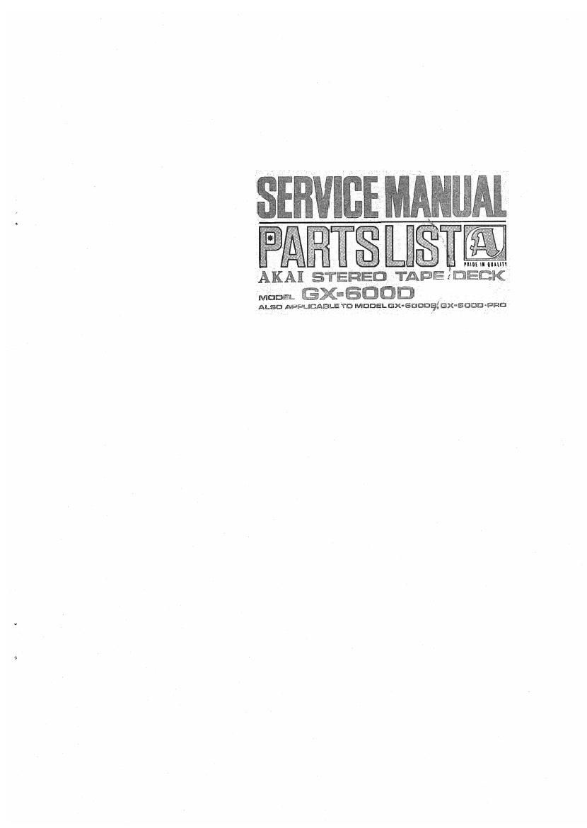 Akai GX 600 D Service Manual