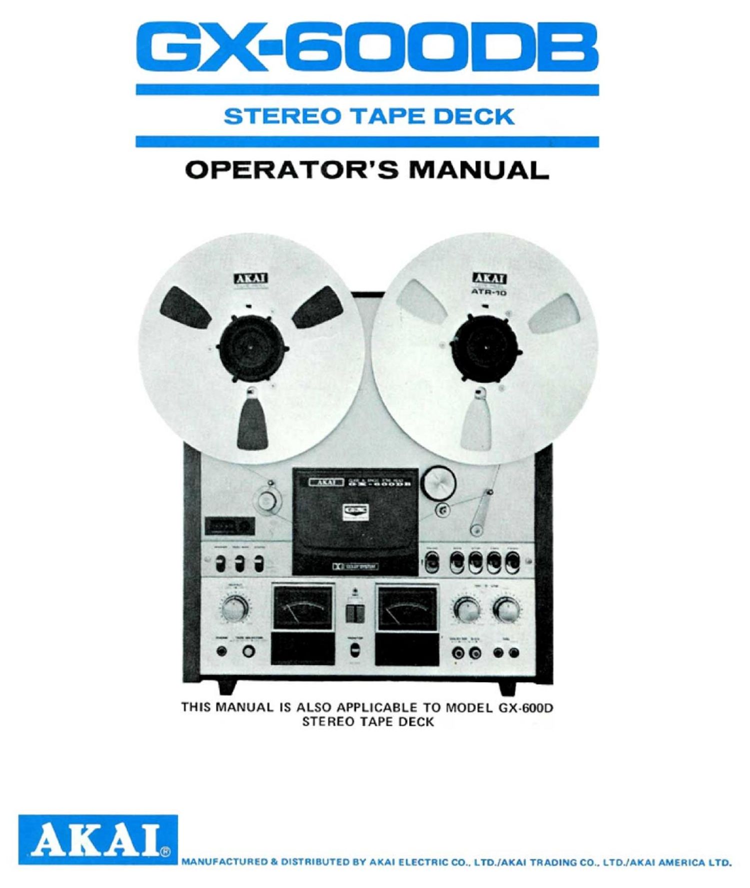 Akai GX 600 DB Owners Manual