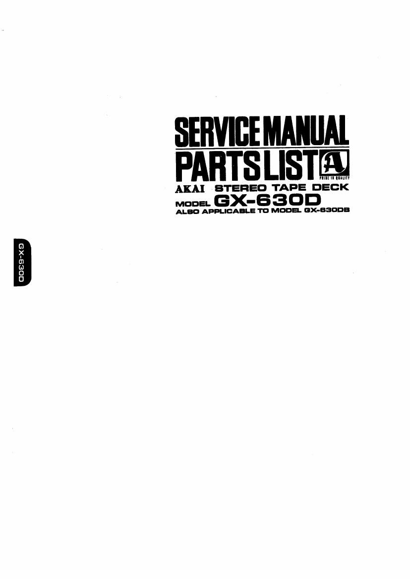 Akai GX 630 DB Service Manual