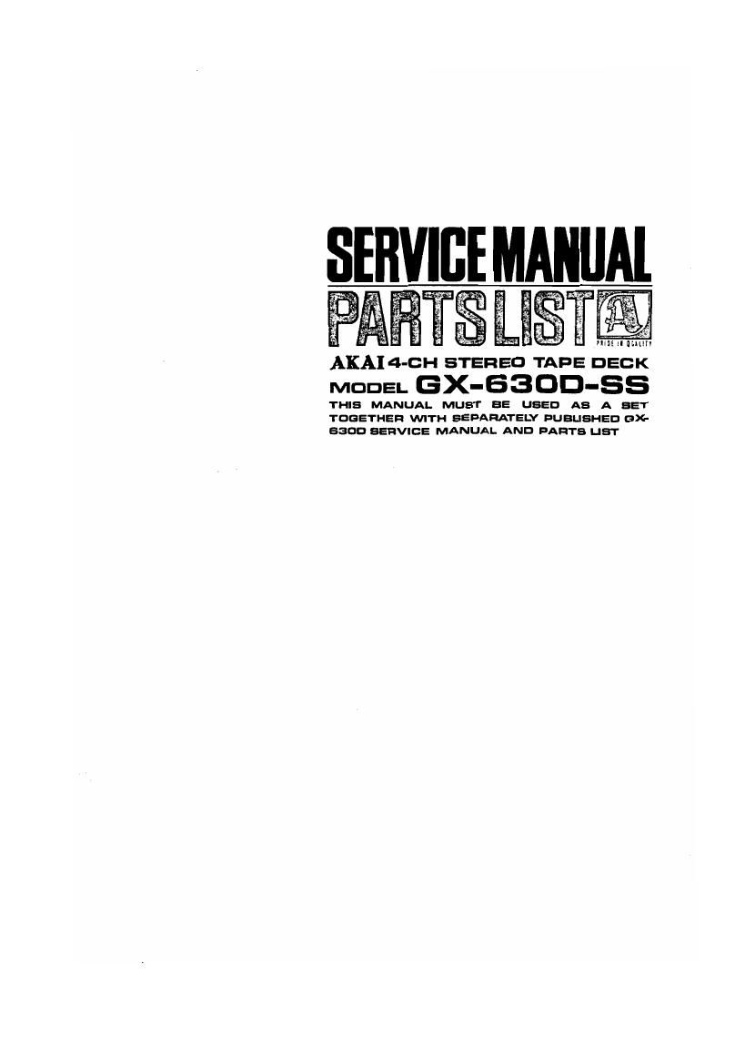 Akai GX 630 DSS Service Manual