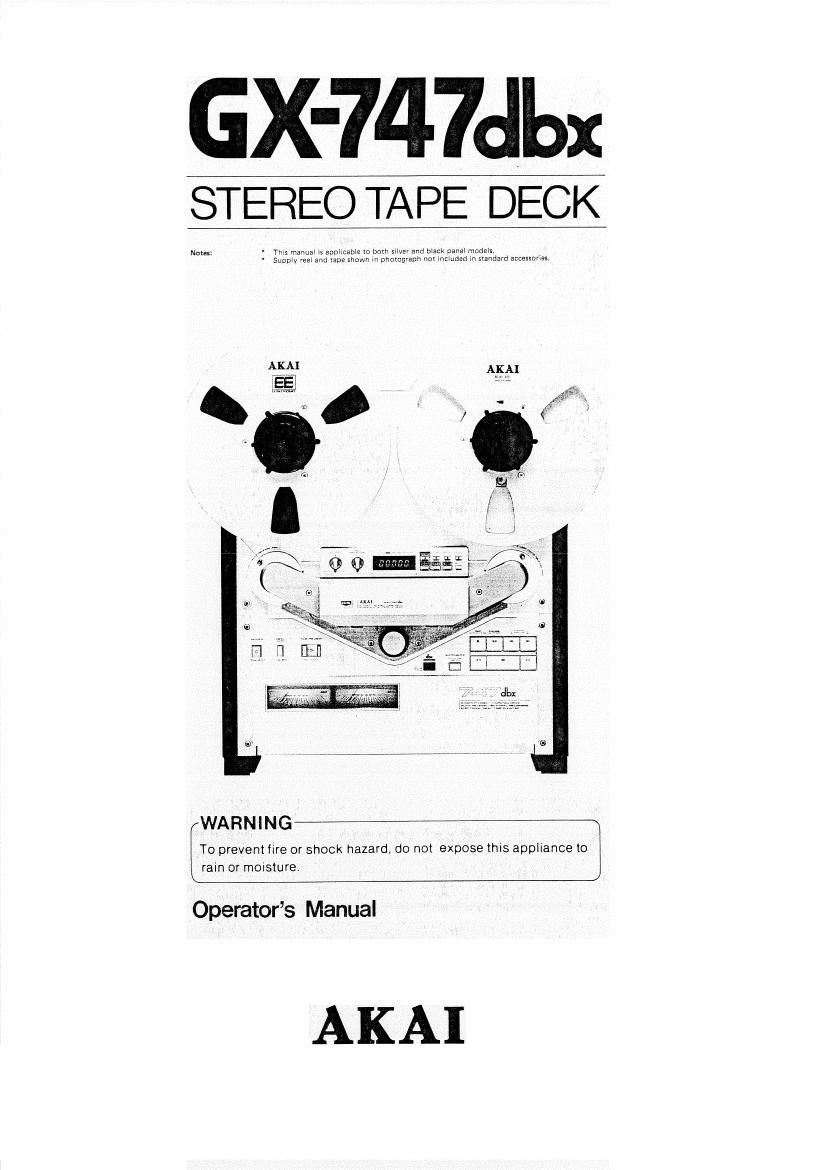 Akai GX 747 DBX Owners Manual