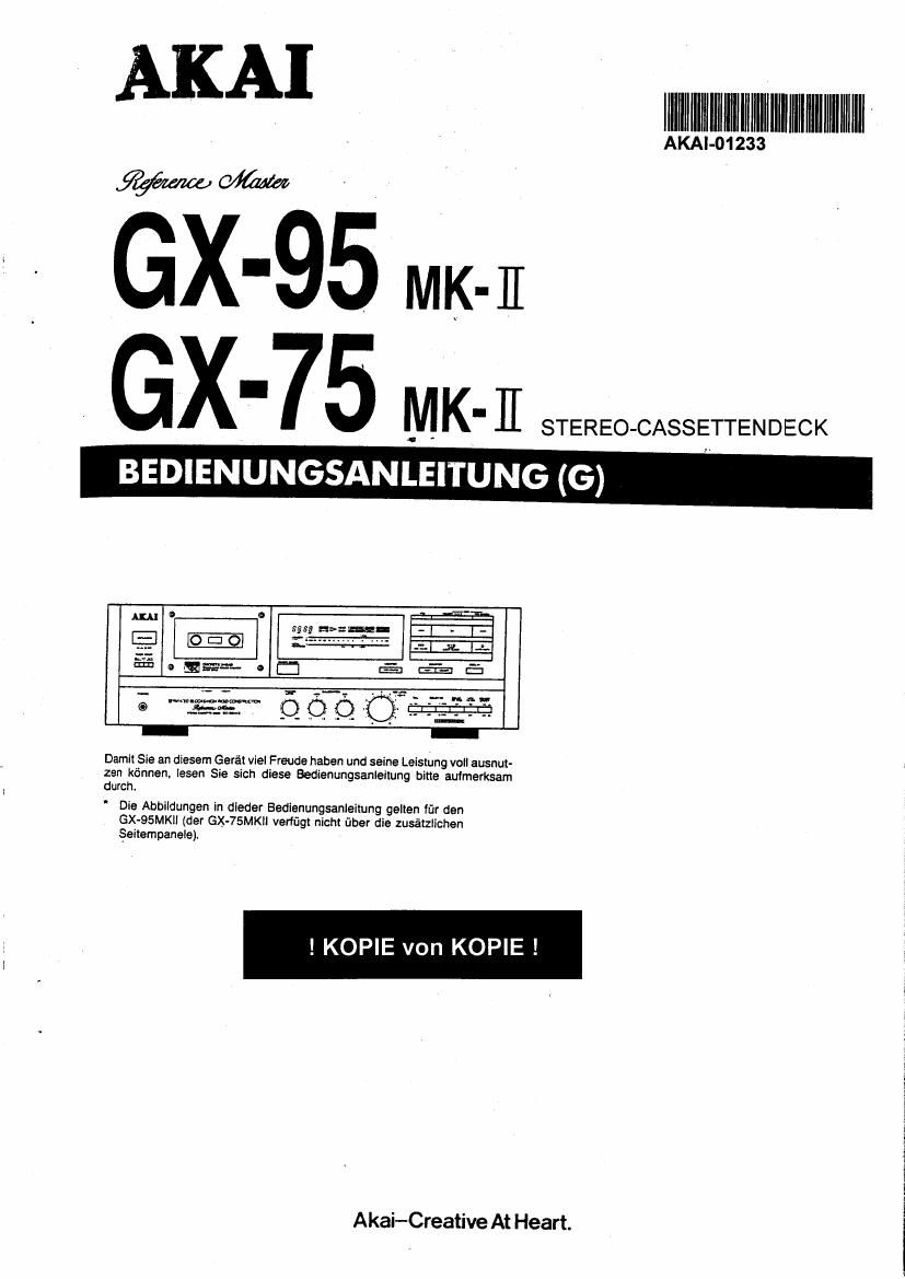 Akai GX 75 Mk2 Owners Manual