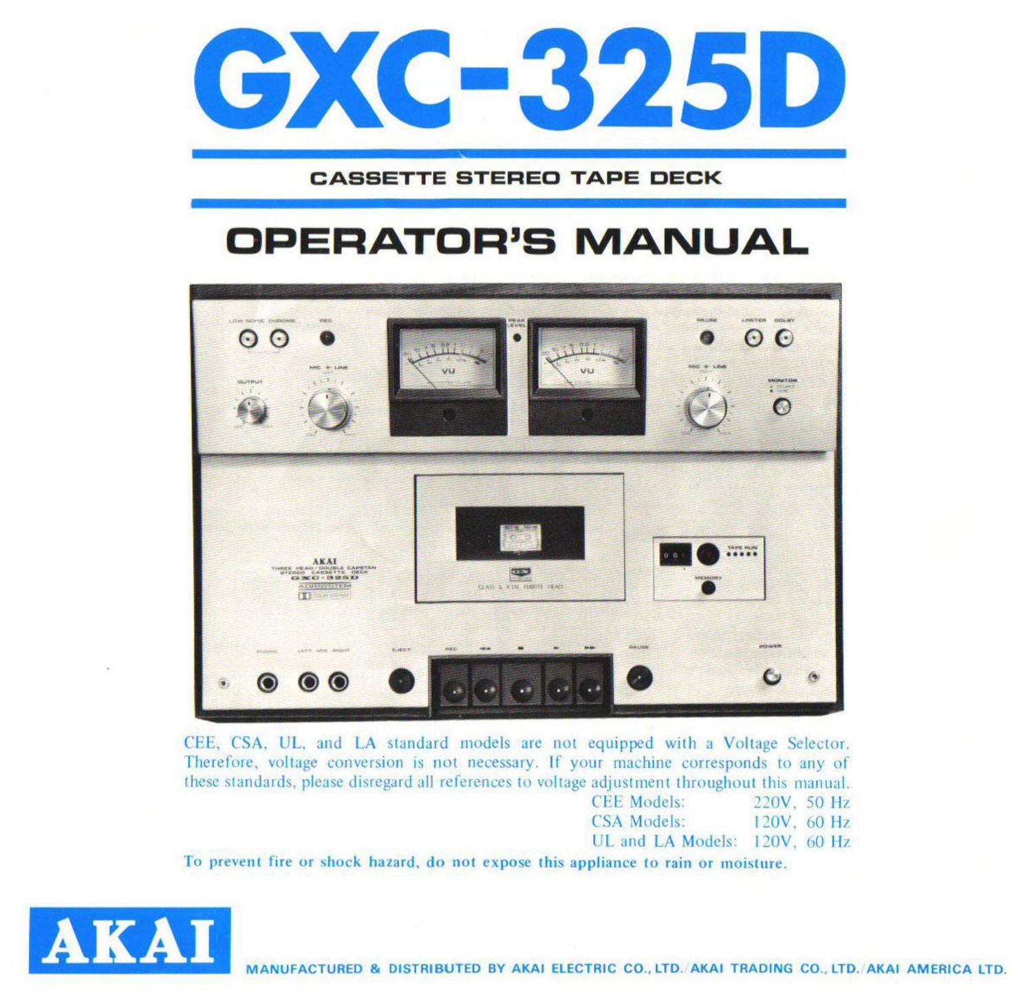 Akai GXC 325 D Owners Manual