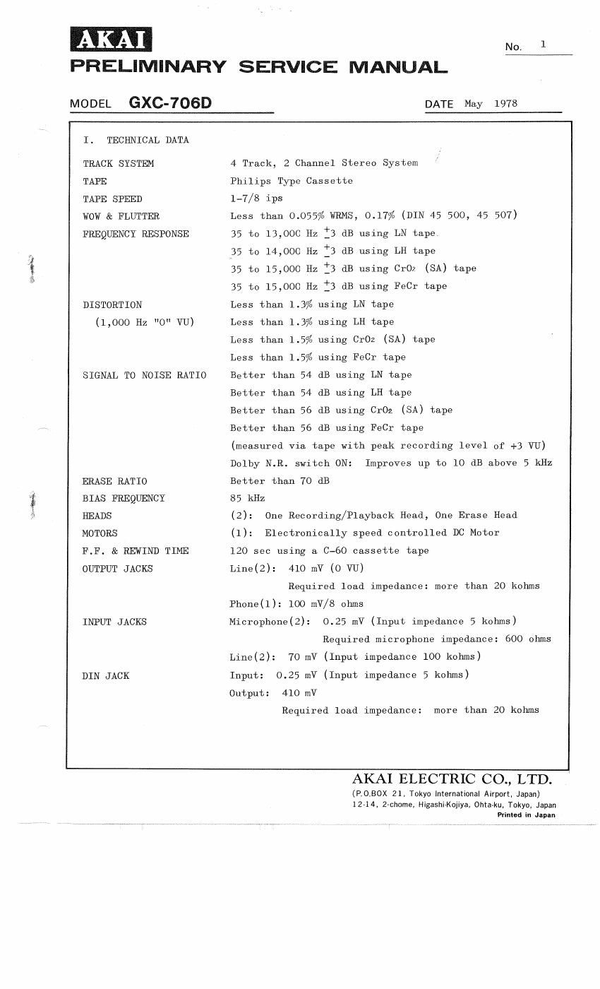 Akai GXC 706 D Service Manual