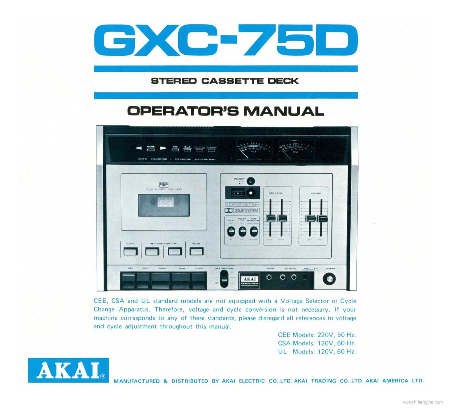 Akai GXC 75 D Owners Manual