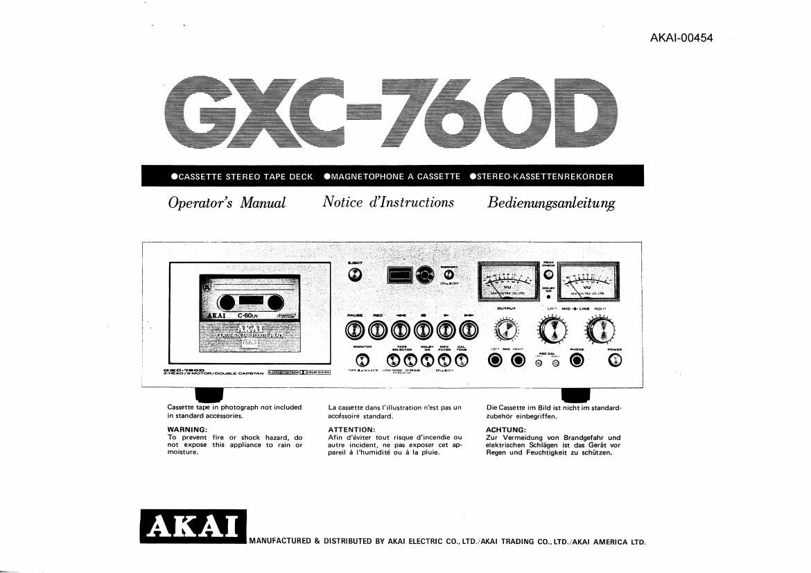 Akai GXC 760 D Owners Manual