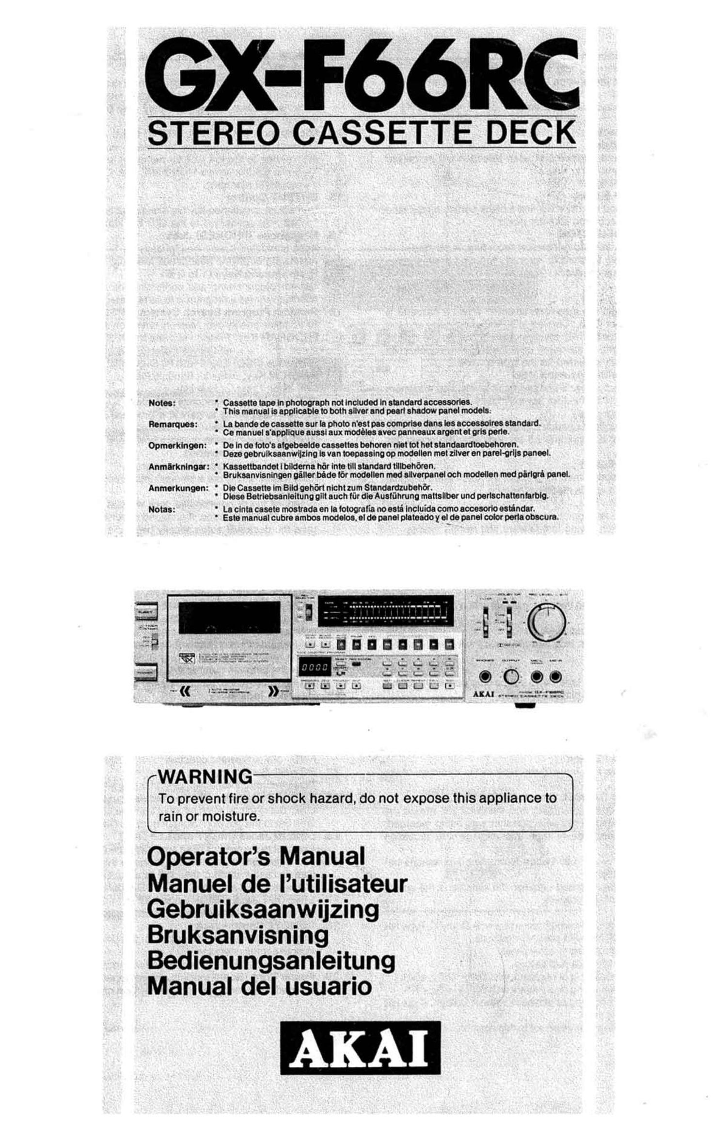 Akai GXF 66 RC Owners Manual