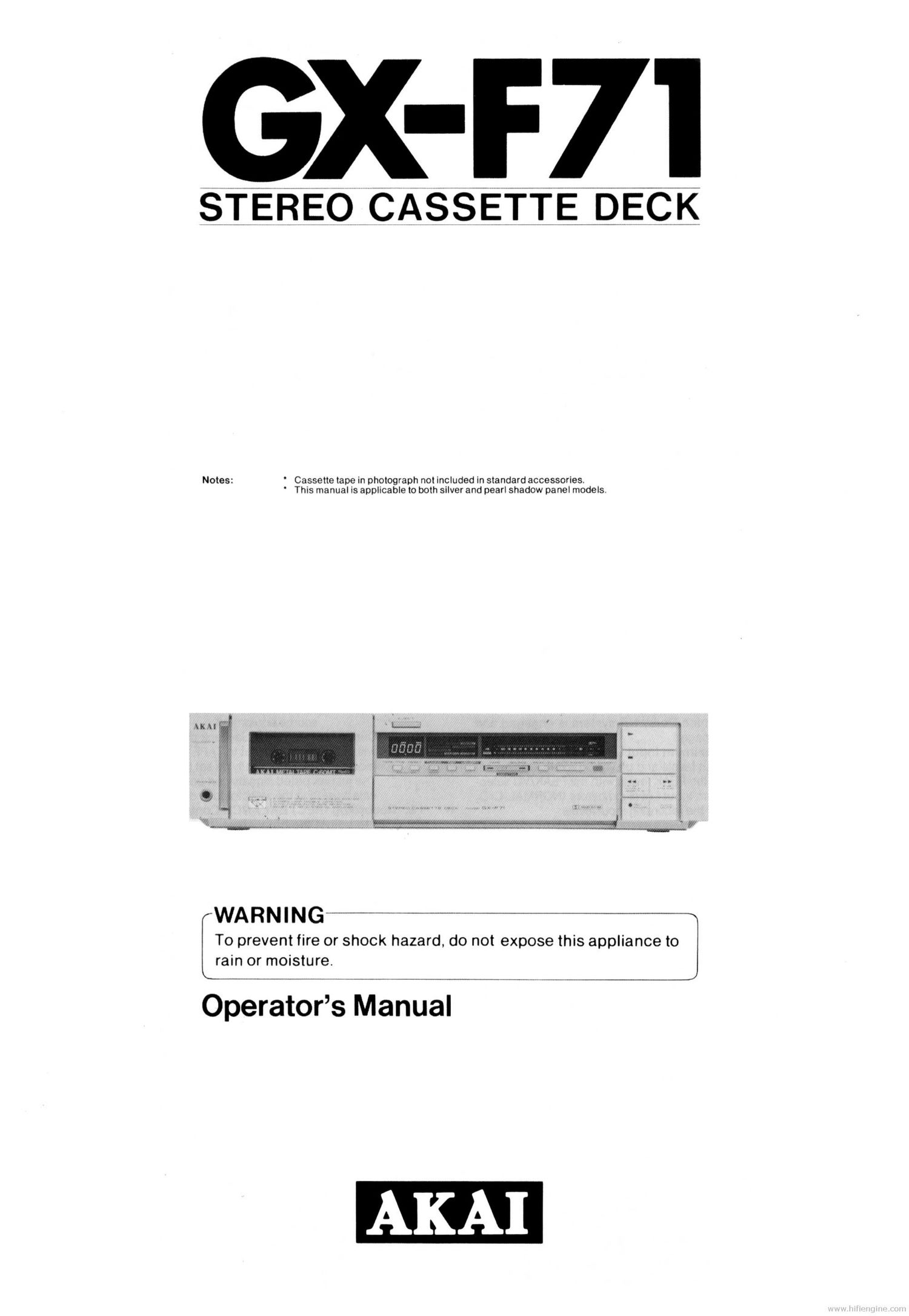 Akai GXF 71 Owners Manual