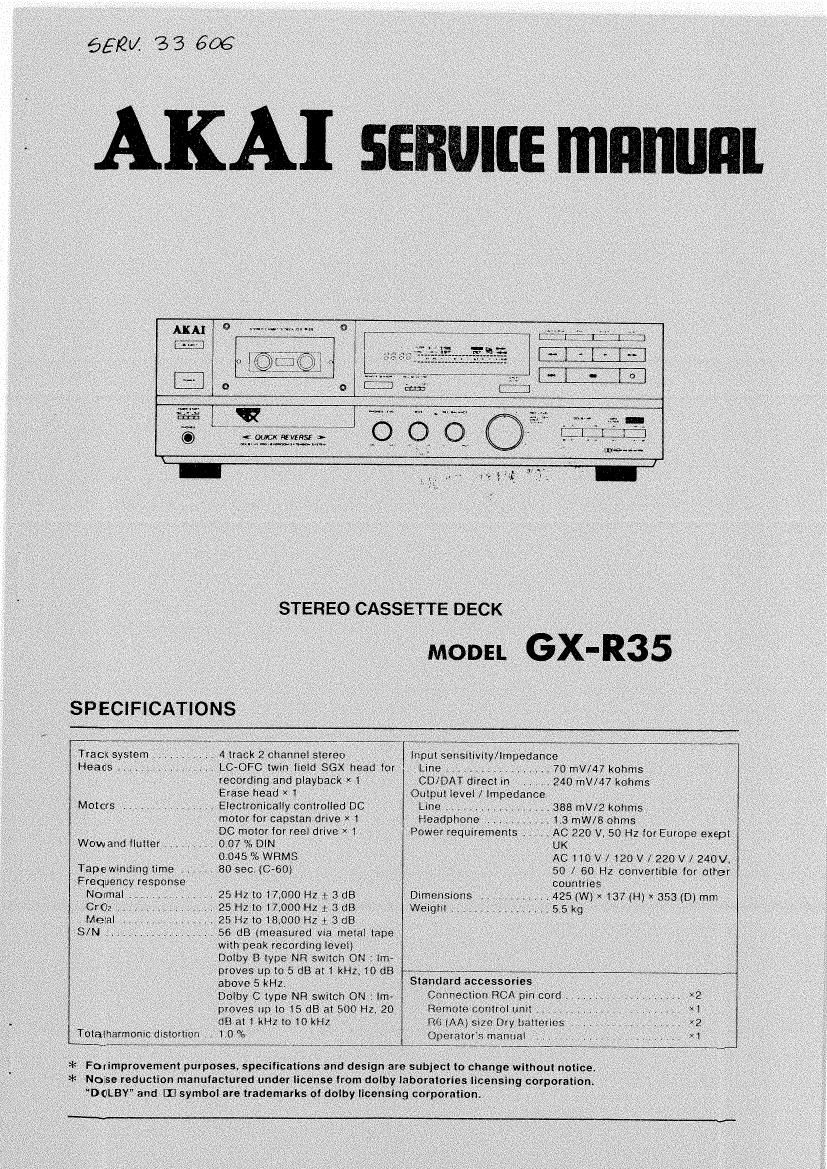 Akai GXR 35 Service Manual