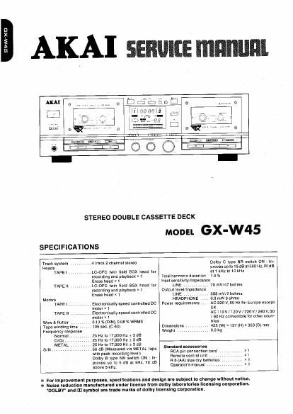 Akai GXW 45 Service Manual