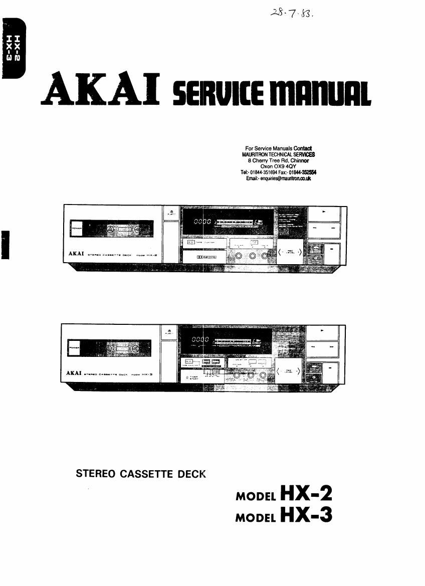 Akai HX-R41 Cassette Manuale di servizio *Originale* 