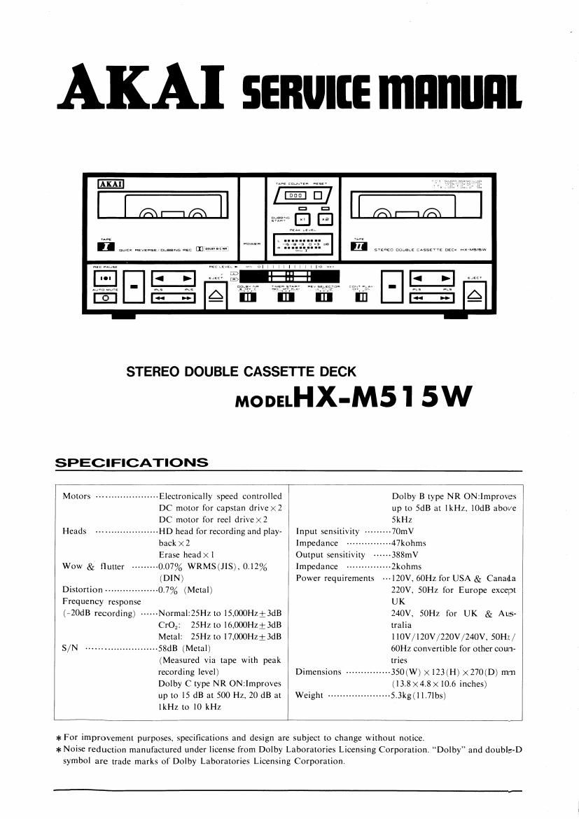 Akai HXM 515 W Service Manual