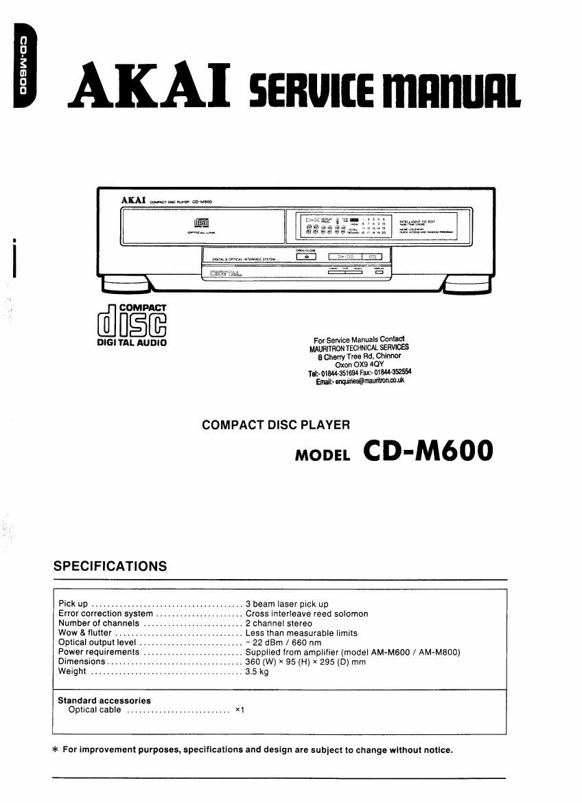 Akai M 600 Service Manual