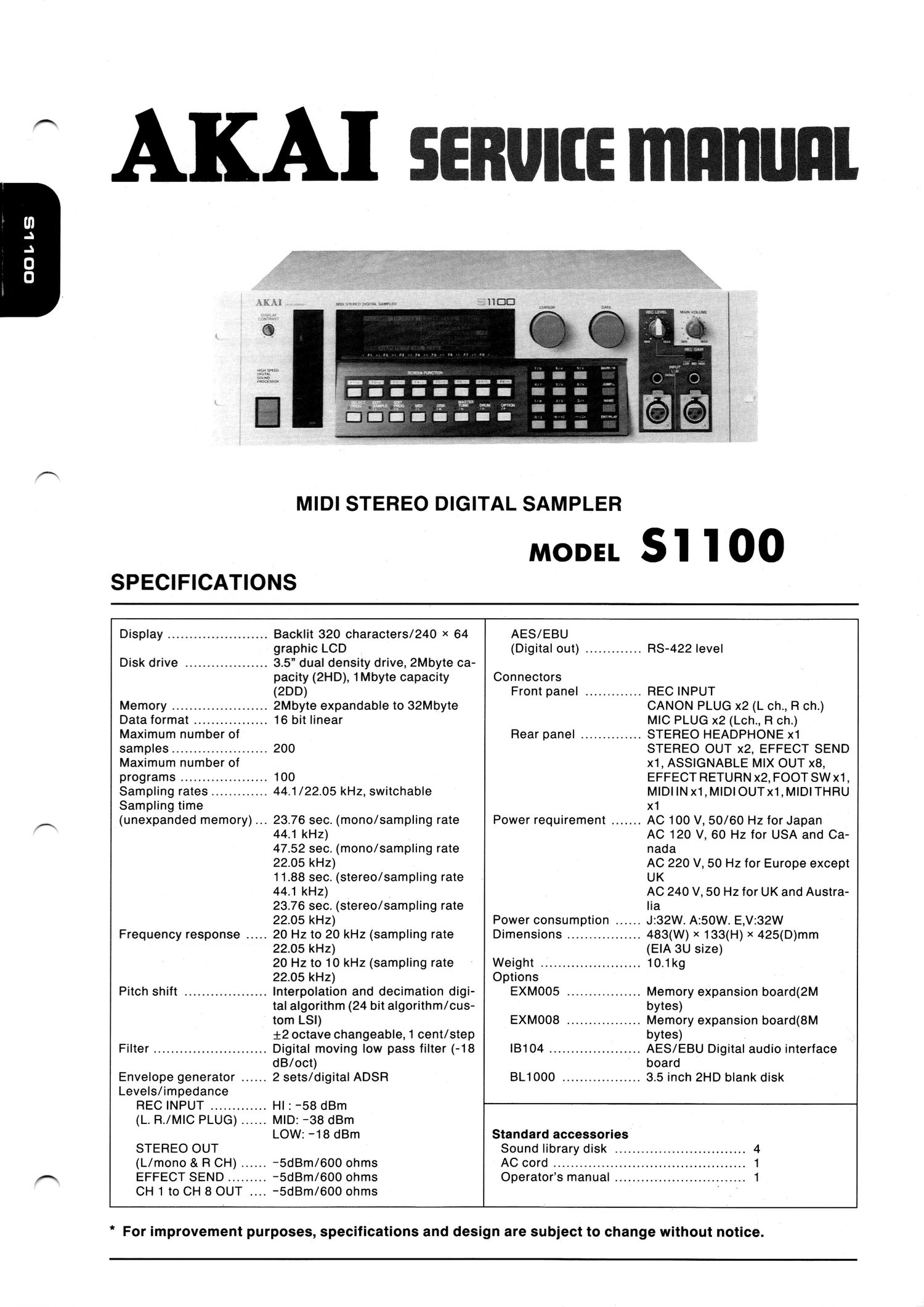 Akai S 1100 Service Manual