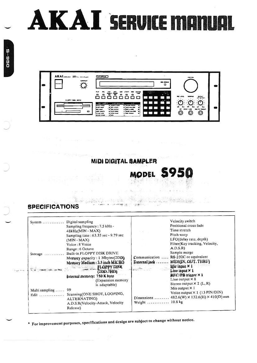 akai s 950 service manual