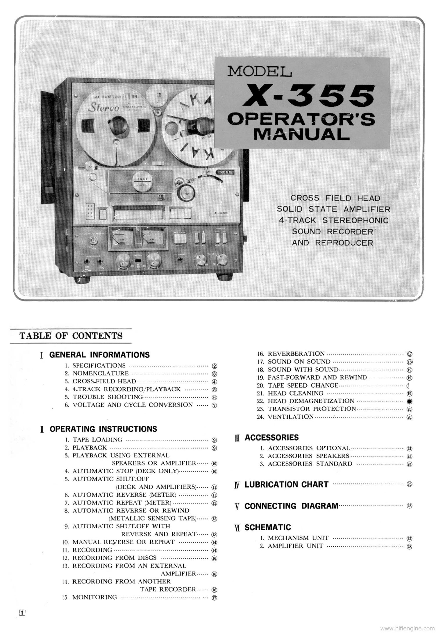 Akai X 355 Owners Manual