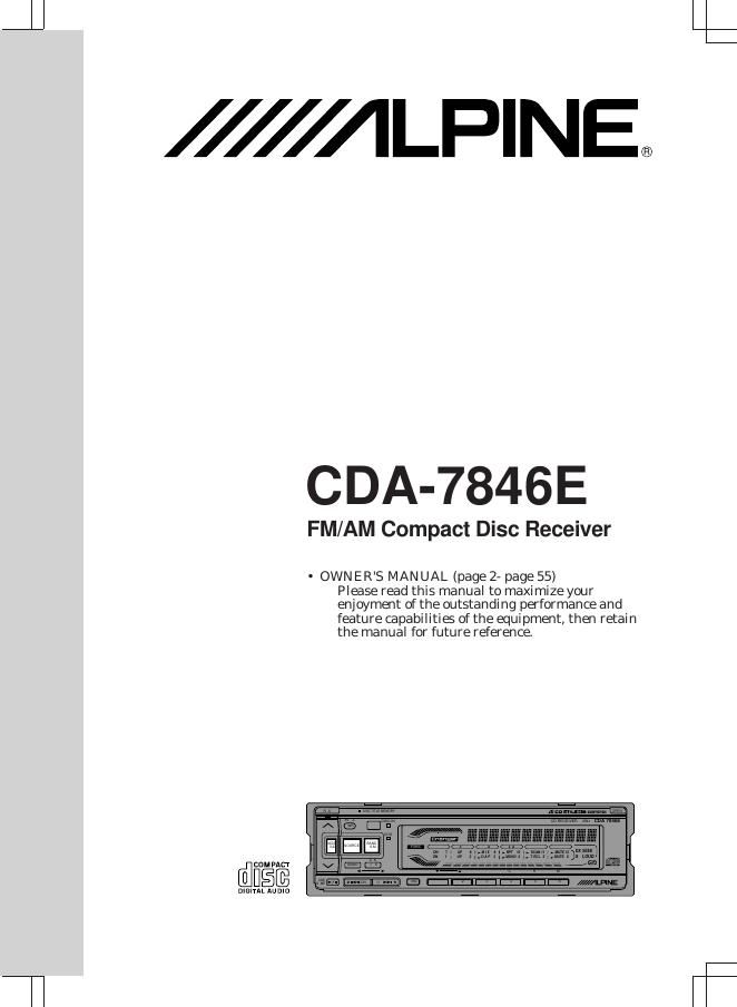 Alpine CDA 7846 E Owners Manual