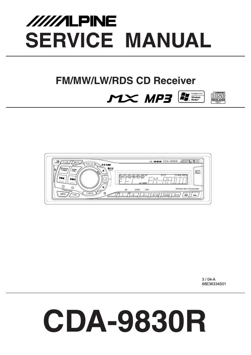 Alpine CDA 9830 R Service Manual