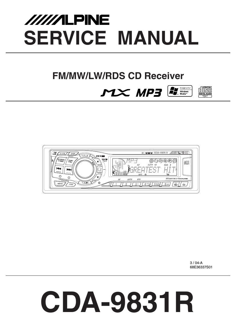 Alpine CDA 9831 R Service Manual