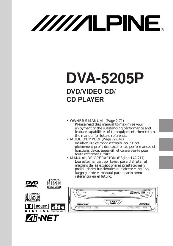 Alpine DVA 5205 P Owners Manual