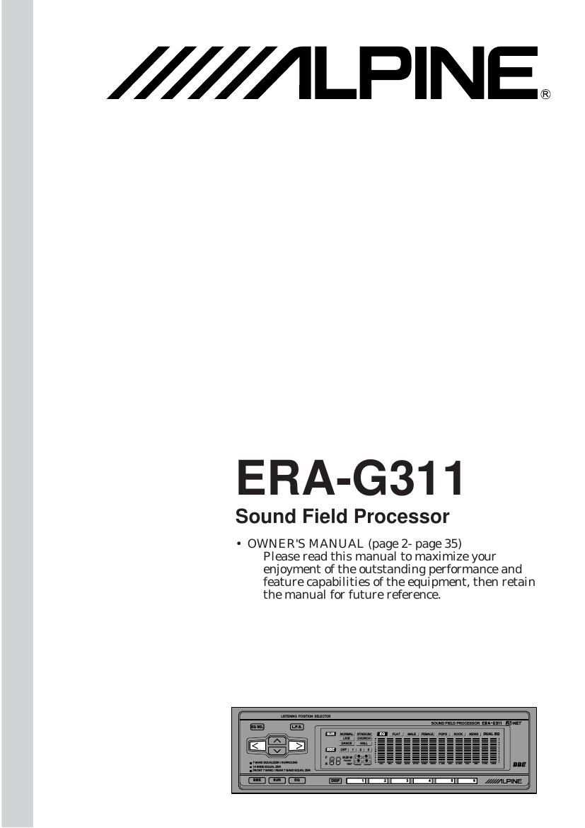 Alpine ERA G311 Owners Manual