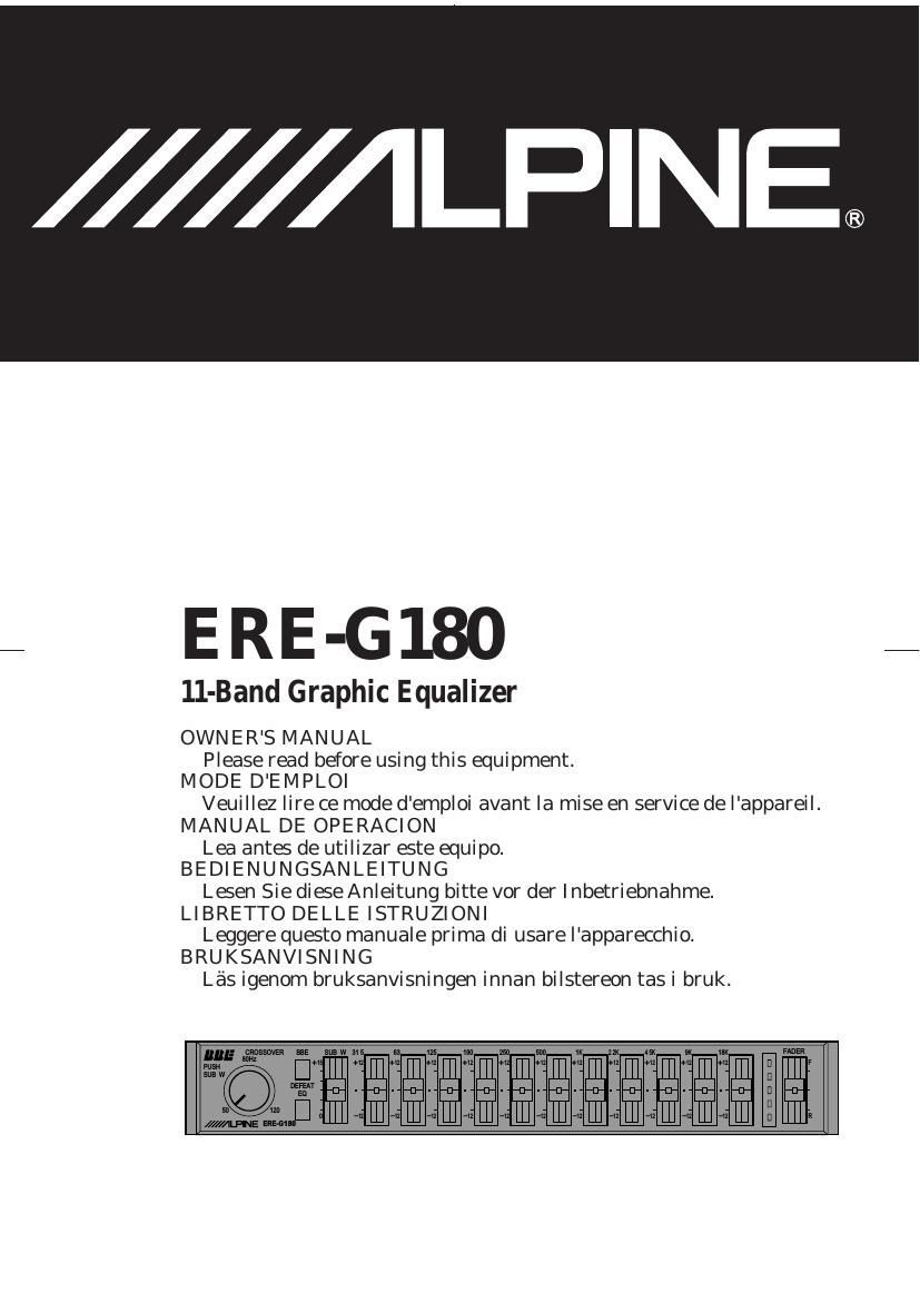 Alpine ERE G180 Owners Manual