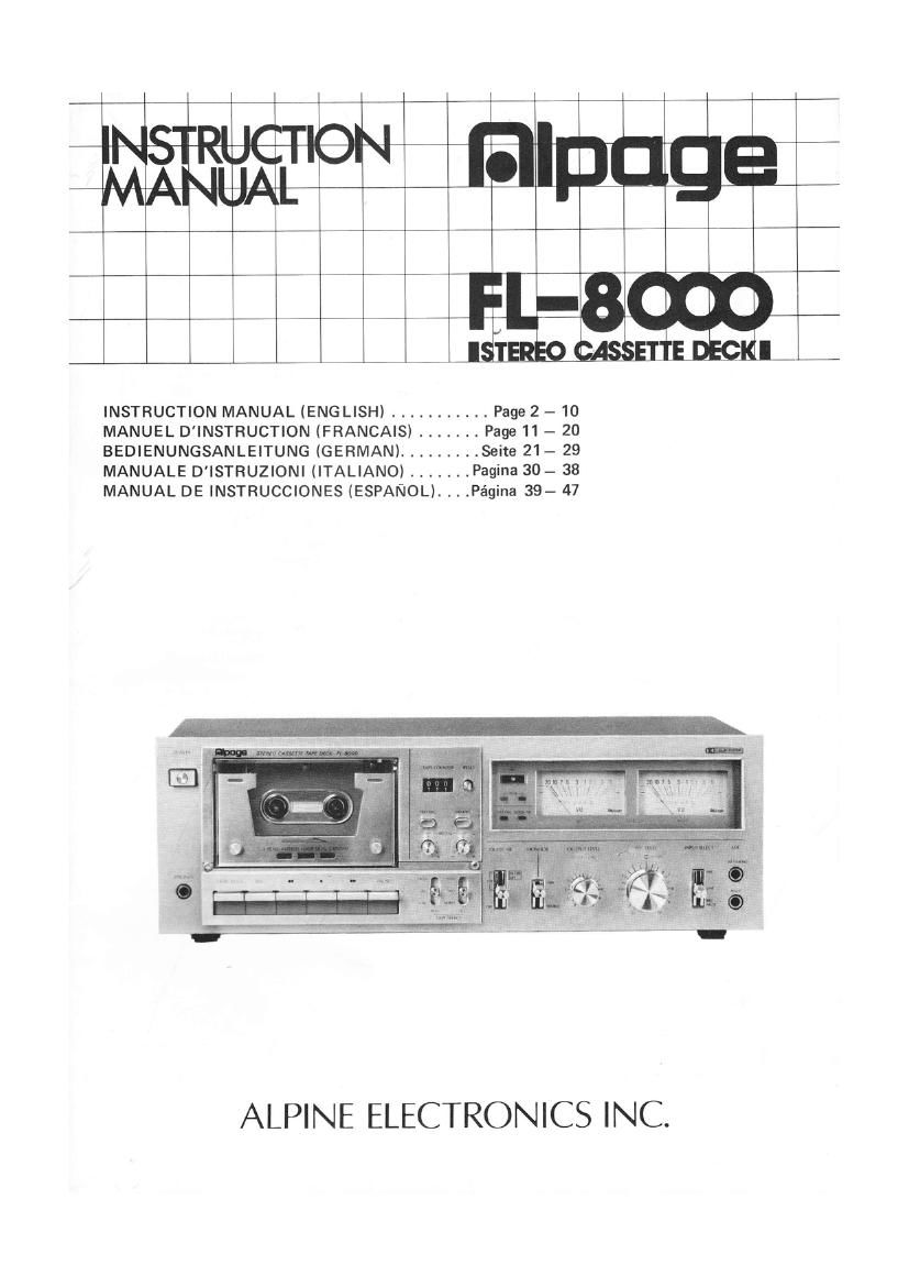 Alpine FL 8000 Owners Manual