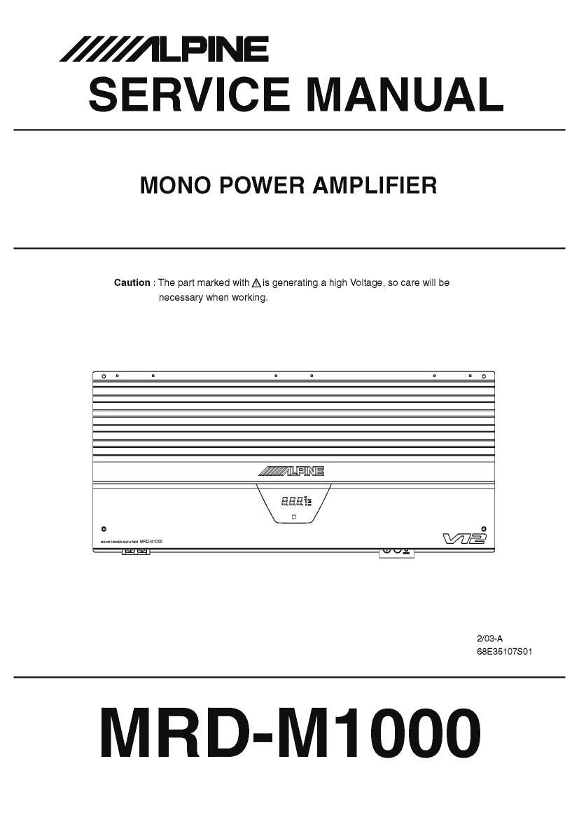 Alpine MRD M1000 Service Manual
