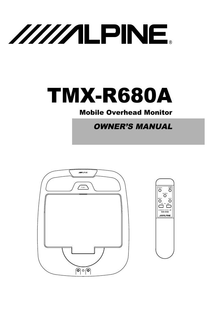 Alpine TMX R680 A Owners Manual