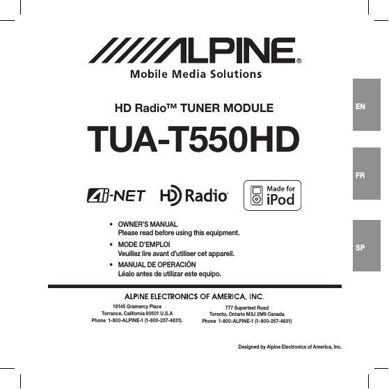 Alpine TUA T550 HD Owners Manual